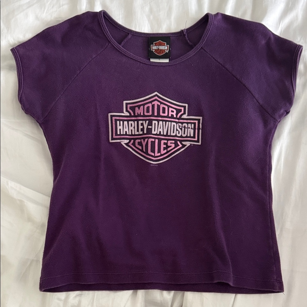 Harley Davidson Purple w/ Pink Logo Baby Tee - Small